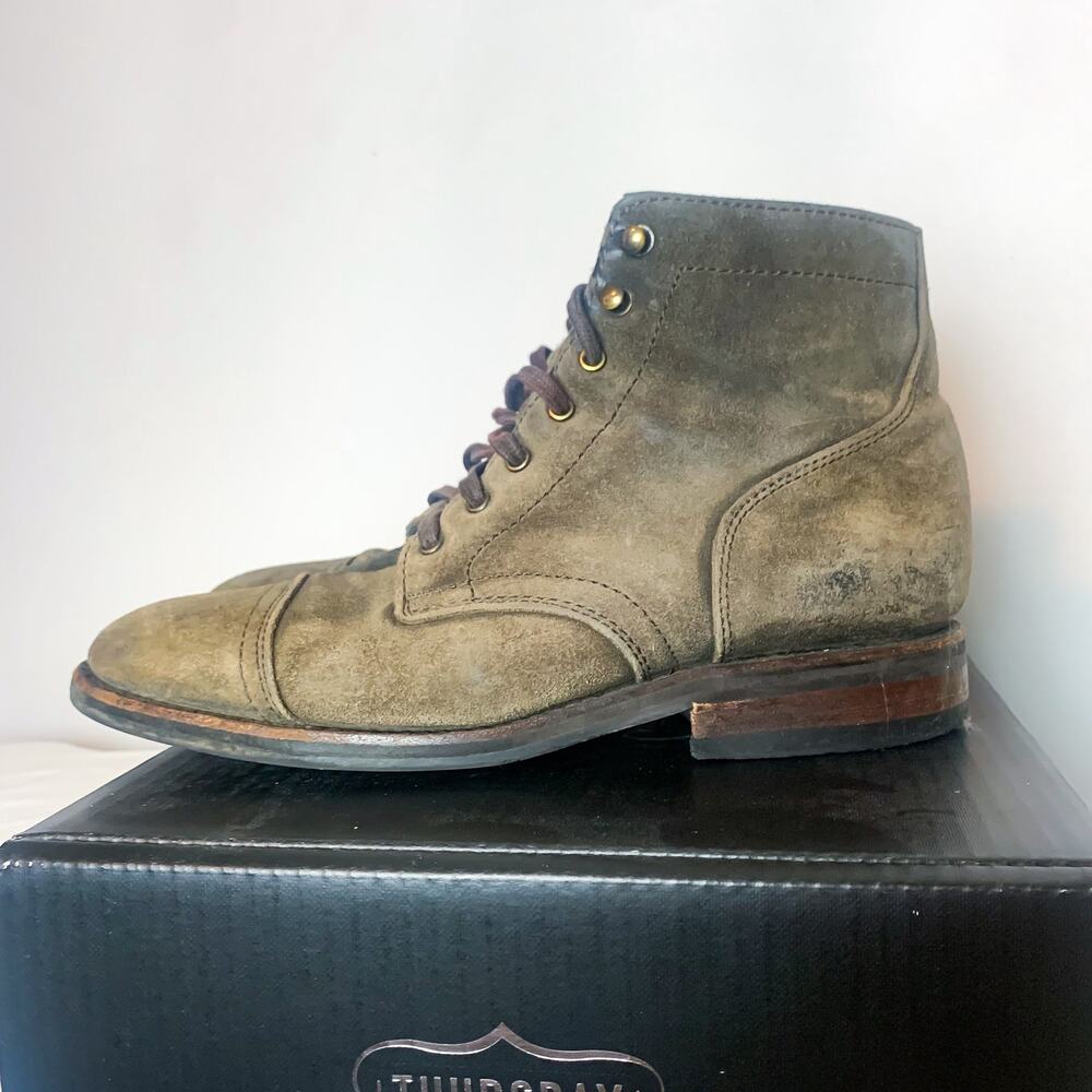 THURSDAY BOOT CO Captain Suede Lace-Up Boot Dark Olive Size 9 EUC - Picture 3 of 4